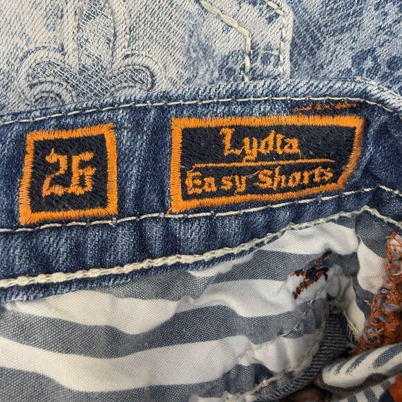 Rock Revival Short Women's 26x3 Light Blue Lace Print Lydia Easy Short Western - Picture 9 of 14
